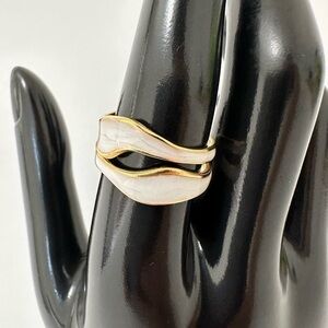 18K Gold Plated Mother of Pearl Tone Geometric Open Rings